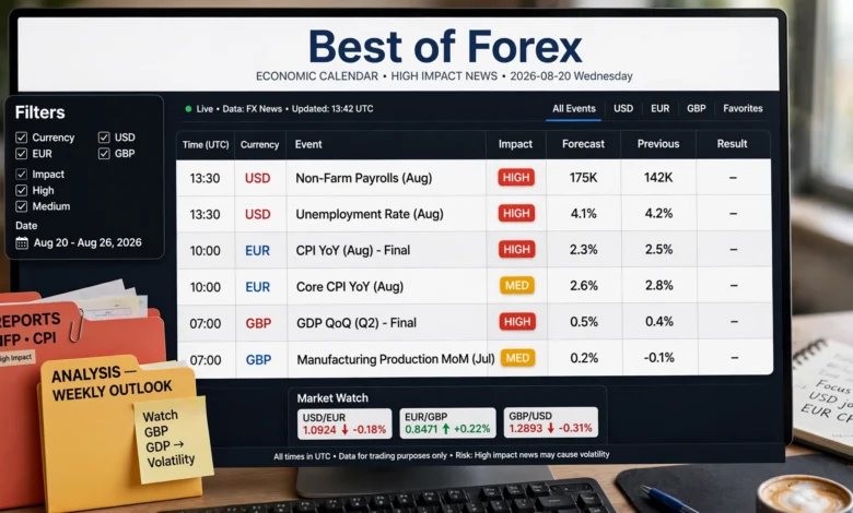 forex economic calendar